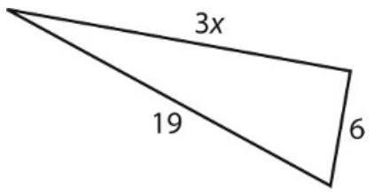 Could the value of x in the triangle below be 4, 6, 9, or 10? The value of x could be