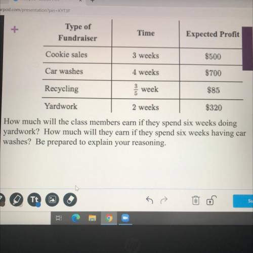 How much will the class members earn if they spend six weeks doing yard work? How much will they ea