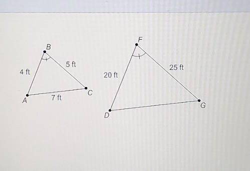 Triangles ABC and DFG are similar. Which proportion can be used to find the value of /DG?

A) 4/5=