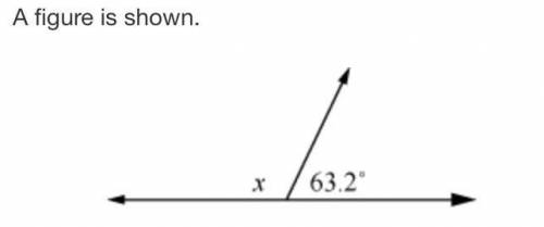 What is the measure, in degrees, of angle x?

A
26.8
B
47.8
C
116.8
D
296.8