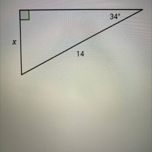 (20 points.) Find the length of the side marked with the variable 'x'.
