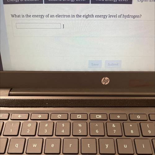 What is the energy of an electron in the eight energy level of hydrogen?