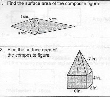 Find The Surface Area Of The Composite Figure.
*Leave answers in terms of π if necessary!*