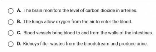 Which statement describes two organ systems working together to get rid of waste made by cells? plz
