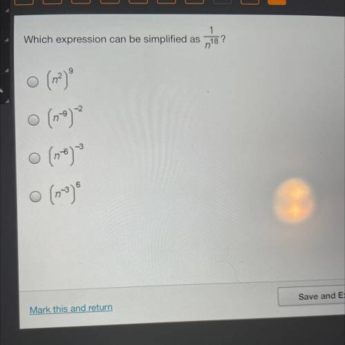 Which expression can be simplified as 1/nv18 ?