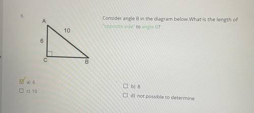 6 ) hey pls help me with his I have the answers all I need is to show the work

Consider angle B i