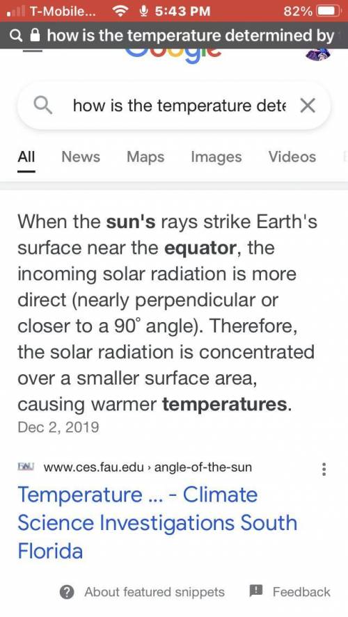 How is the temperature of a location determined by energy from

the sun and the location's distance