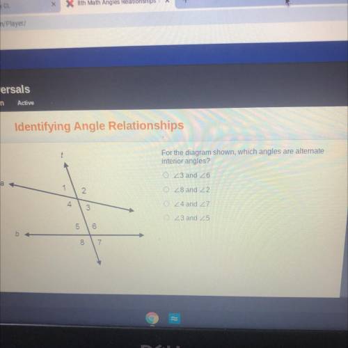 Transversals

Instruction Active
Identifying Angle Relationships
Quick
Chock
t
For the diagram sho