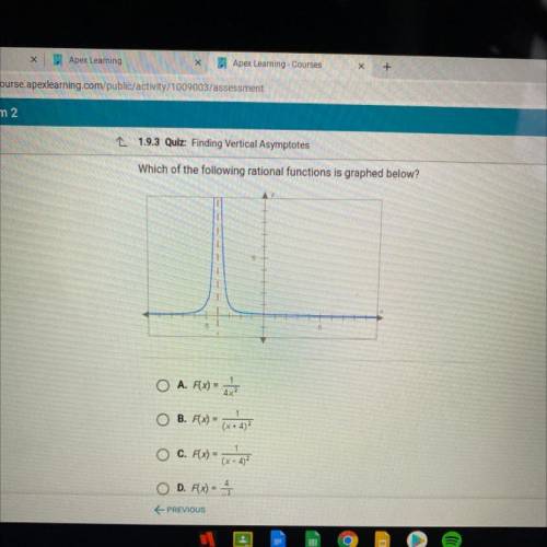 Which of the following rational functions is graphed below?
Please Answer