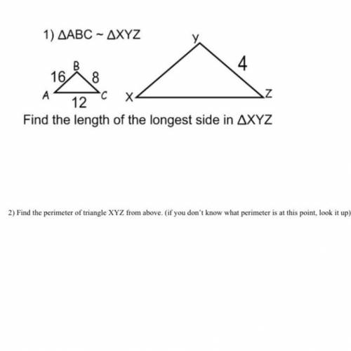 find the length of the longest side in XYZ and find the perimeter . show work and don’t use me for