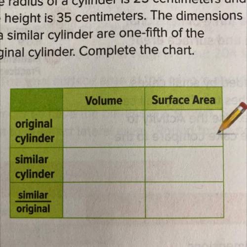 ASAP!!!

The radius of a cylinder is 25 centimeters and
the height is 35 centimeters. The dimensio