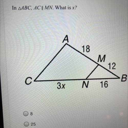 In ABC, AC || MN. What is x?