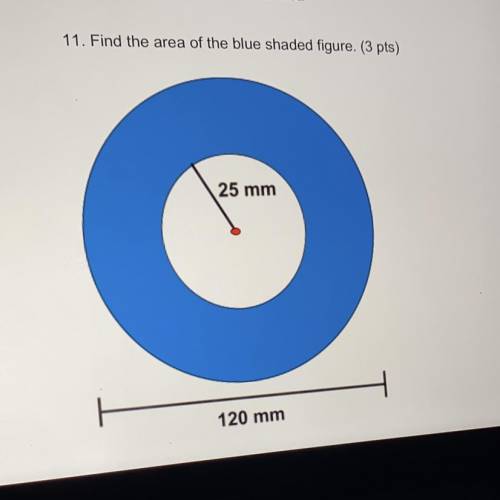 Find the area of the blue shaded figure.
25 mm
120 mm 
I’m begging atp. Please help me