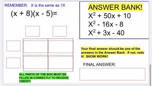 Multiple the bionomials and then PICK YOUR ANSWER FROM THE ANSWER BANK!

And i need to know what g