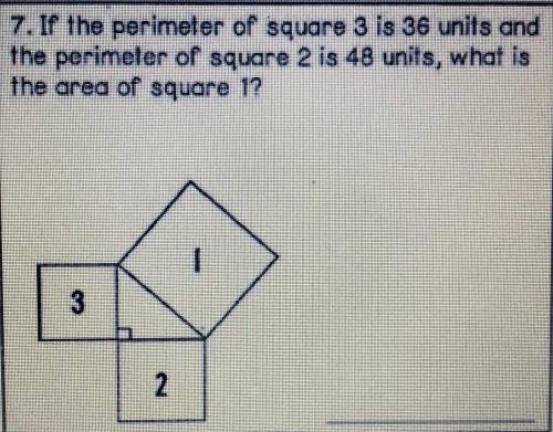 STEP BY STEP PLEASE

If the perimeter of square 3 is 36 units and the perimeter of square 2 is 48