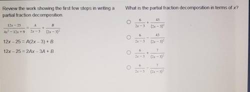 What is the partial fraction decomposition in terms of X? Review the work showing the first few ste