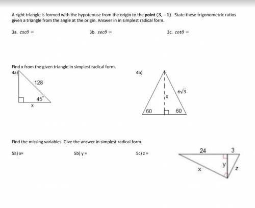 Find x from the given triangle in simplest radical form. (4b)