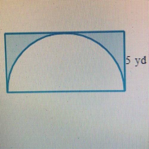 The width of the rectangle is 5yd. Find the area of the shaded region. use the correct unit