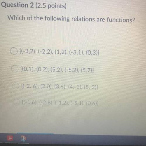 Which of the following relations are functions?^^