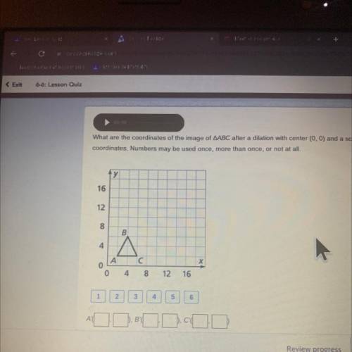 What are the coordinates of the image of ABC after a dilation with center (0,0) and a scale factor