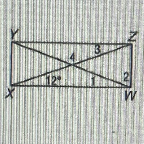 1. In rectangle XYZW, find m<1, m<2, m<3, and m<4.