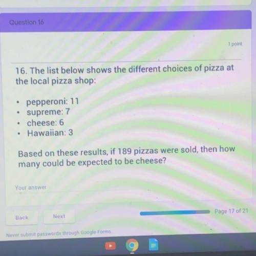 The list below shows the different choices of a pizza at the local pizza shop