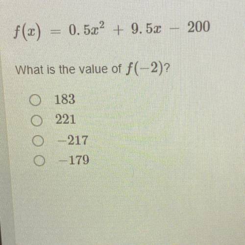 What is the value of f(-2)?
A: 183
B: 221
C: -217
D: -179