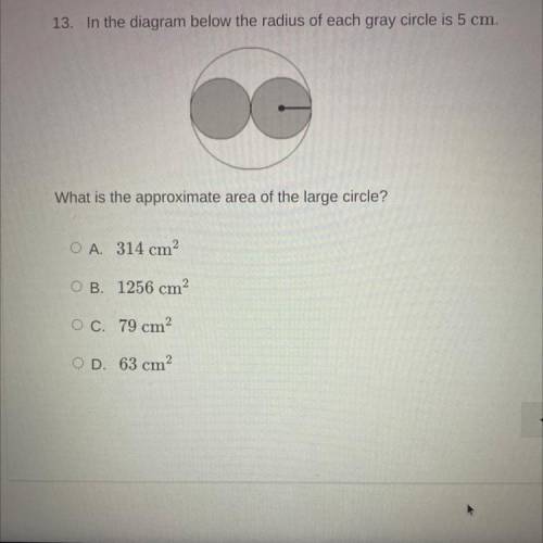 13. In the diagram below the radius of each gray circle is 5 cm.

What is the approximate area of