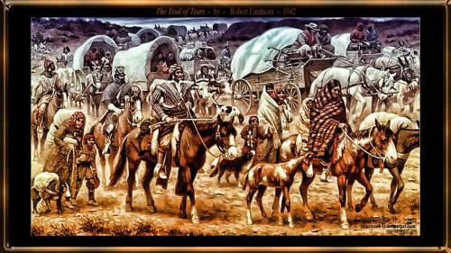 How does the piece of art depict the Trail of Tears?
