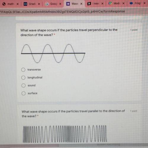 What wave shape occurs if the particles travels perpendicular to the direction of the wave?

HELP