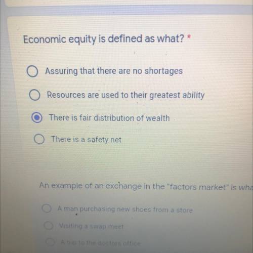 Economic equity is defined as what ?