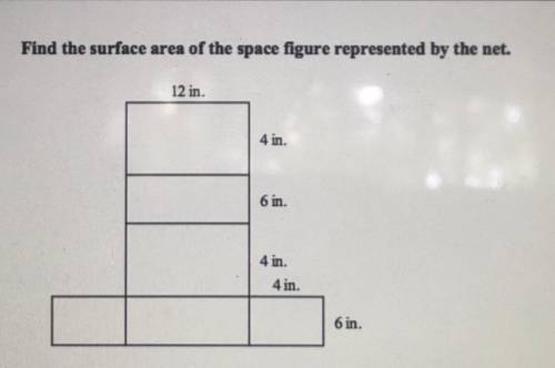 Find the surface area of the space figure represented by the net