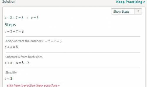 C 
--
-2 + 7=8 what is c in this equation