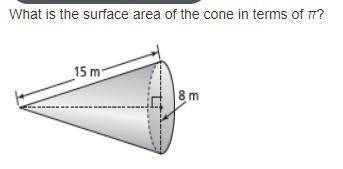 What is the surface area of the cone in terms of pi?