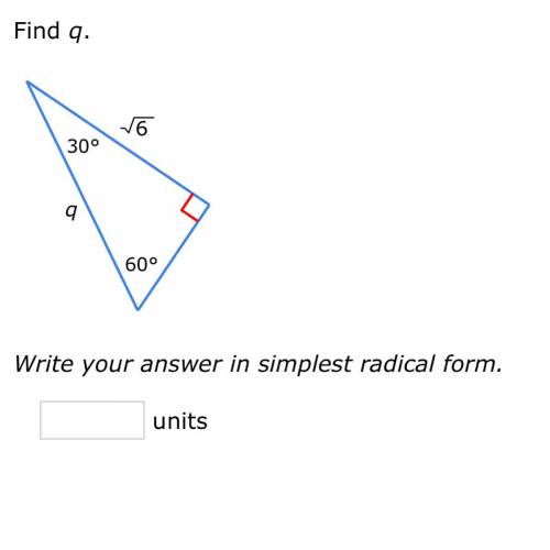 Find Q, Write your answer in simplest radical form.
