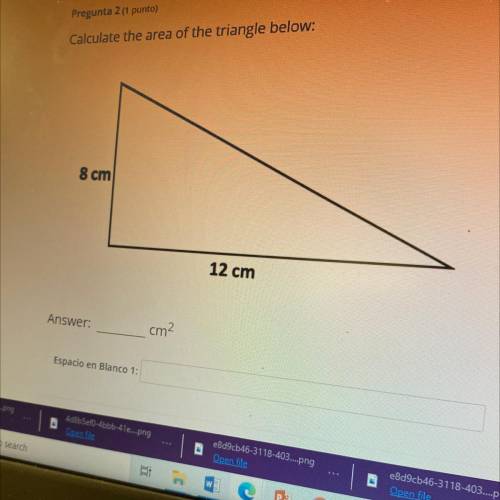 Calculate the area of the triangle below
