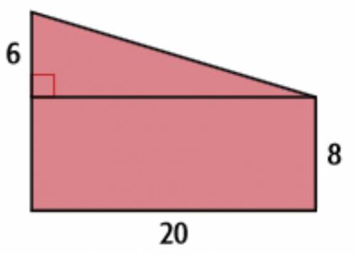 Find the area of the figure shown below:

a
34 square units
b
220 square units
c
480 square units