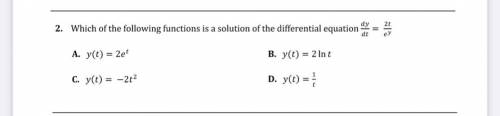What do I do with e^y in the differential equation dy/dt =(2t)/(e^y)?