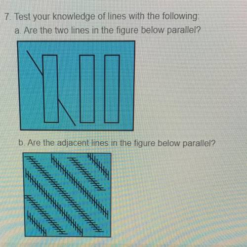 7. Test your knowledge of lines with the following:

a. Are the two lines in the figure below para