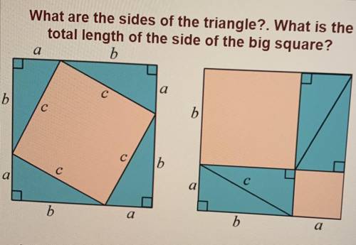 What are the sides of the triangle? What is the total length of the side of the big square?