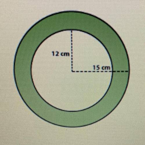 Find the area of the region shaded in green. Use 3.14 to approximate pi.