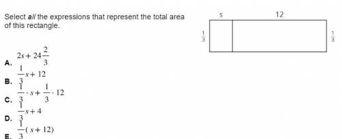 PLS HELP Select all the expressions that represent the total area of this rectangle.