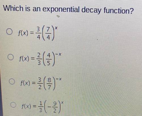 Which is an exponential decay function?
Look at picture