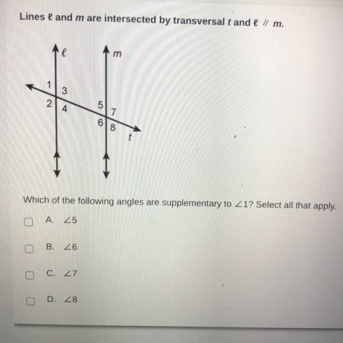 PLEASE HELP ASAP! WILL GIVE YOU BRAINLEST

Lines L and m are intersected by transversal t and L //