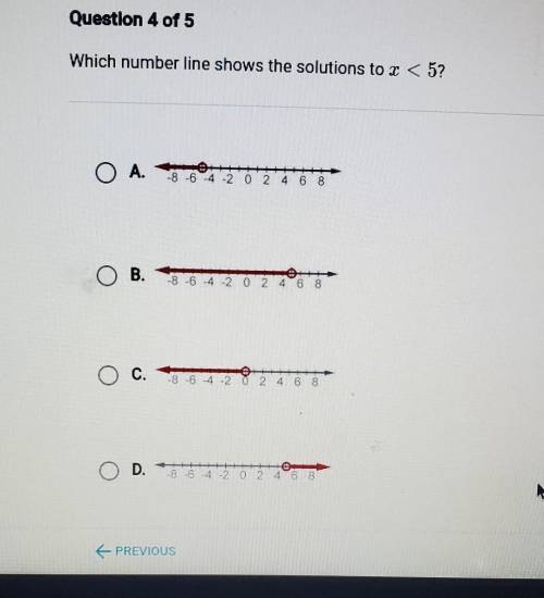 Which number line shows the solution to x < 5​