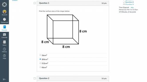 Find the surface area of the shape below.