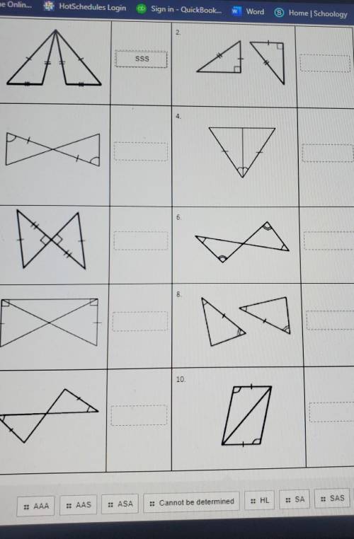Compare the triangles and determine whether they can be proven congruent, if possible, by SSS, SAS,