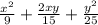 \frac{ {x}^{2} }{9}  +  \frac{2xy}{15}  +  \frac{ {y}^{2} }{25}