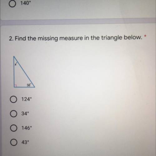 Find the missing measure in the triangle below