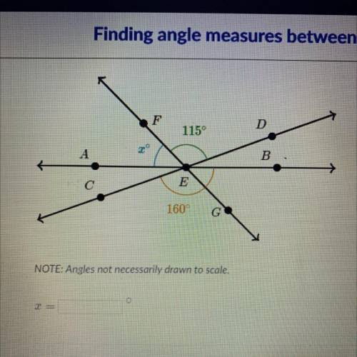 NOTE: Angles not necessarily drawn to scale. What does X equal?